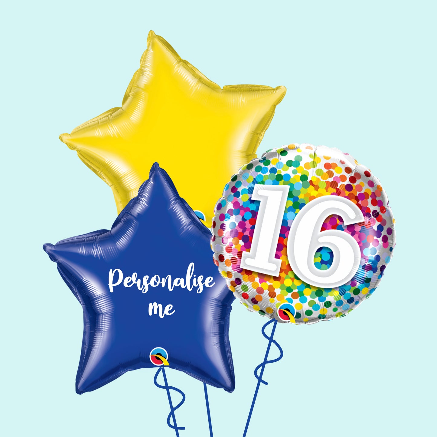 16th Rainbow Confetti Balloon Bunch