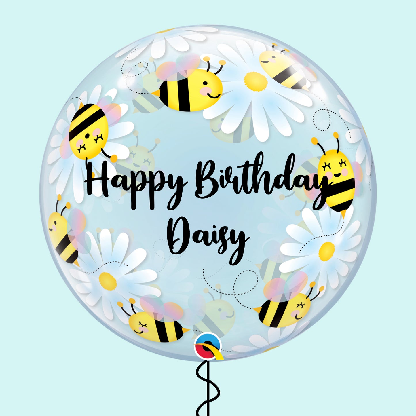 Personalised Bee & Daisy Bubble Balloon