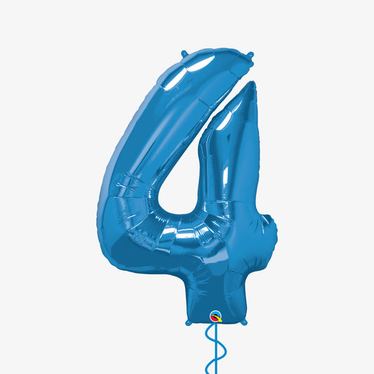Blue Number Four Balloon