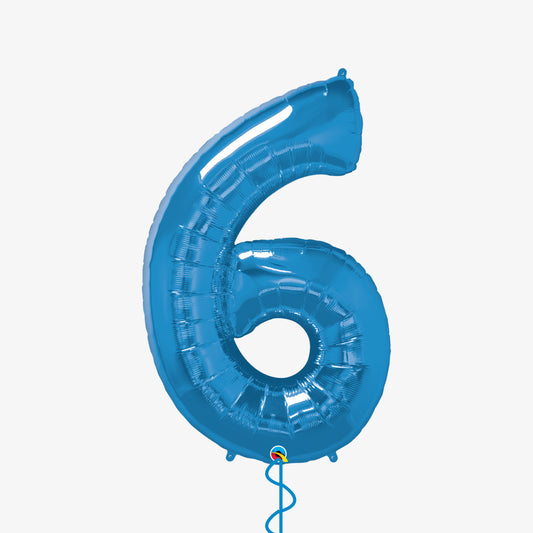 Blue Number Six Balloon
