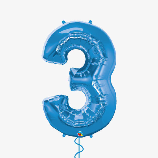 Blue Number Three Balloon