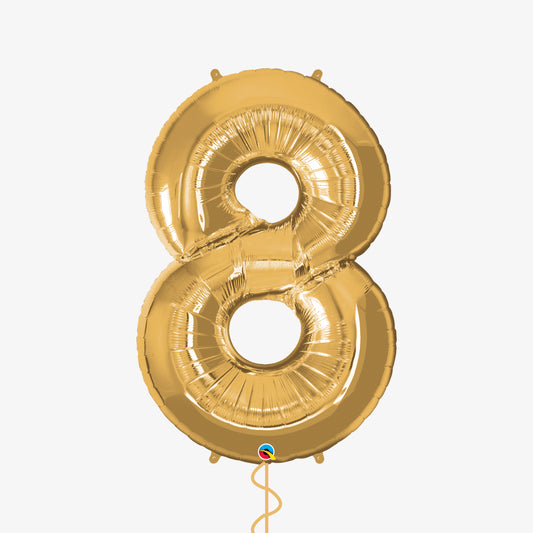 Gold Number Eight Balloon