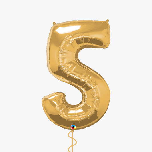 Gold Number Five Balloon