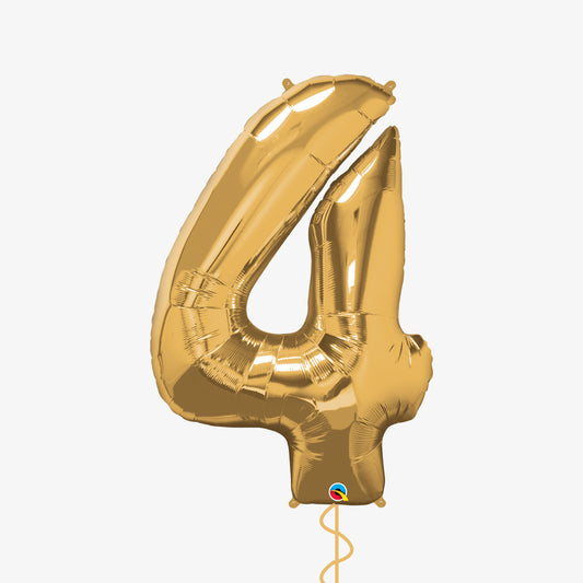 Gold Number Four Balloon