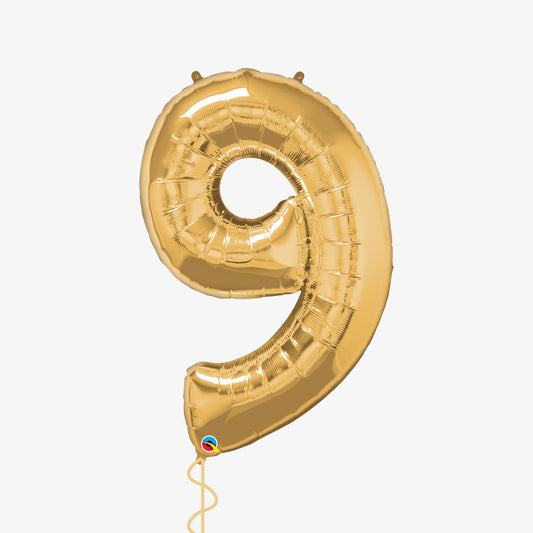Gold Number Nine Balloon