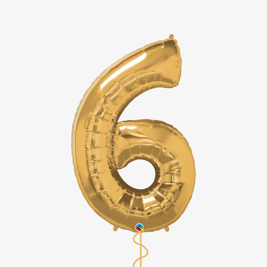 Gold Number Six Balloon
