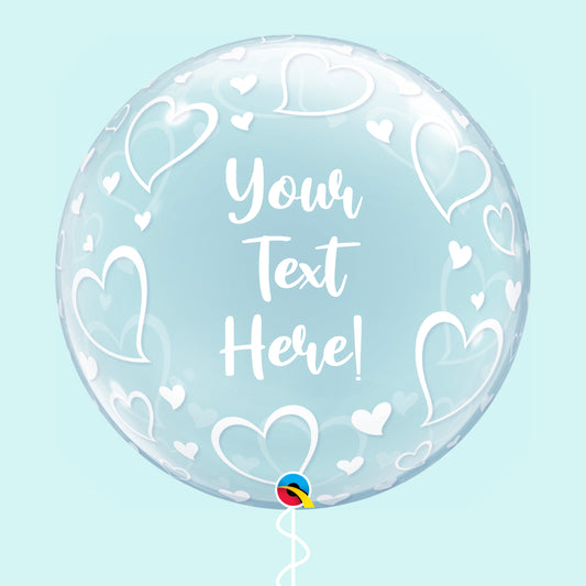 Personalised White Hearts Bubble Balloon