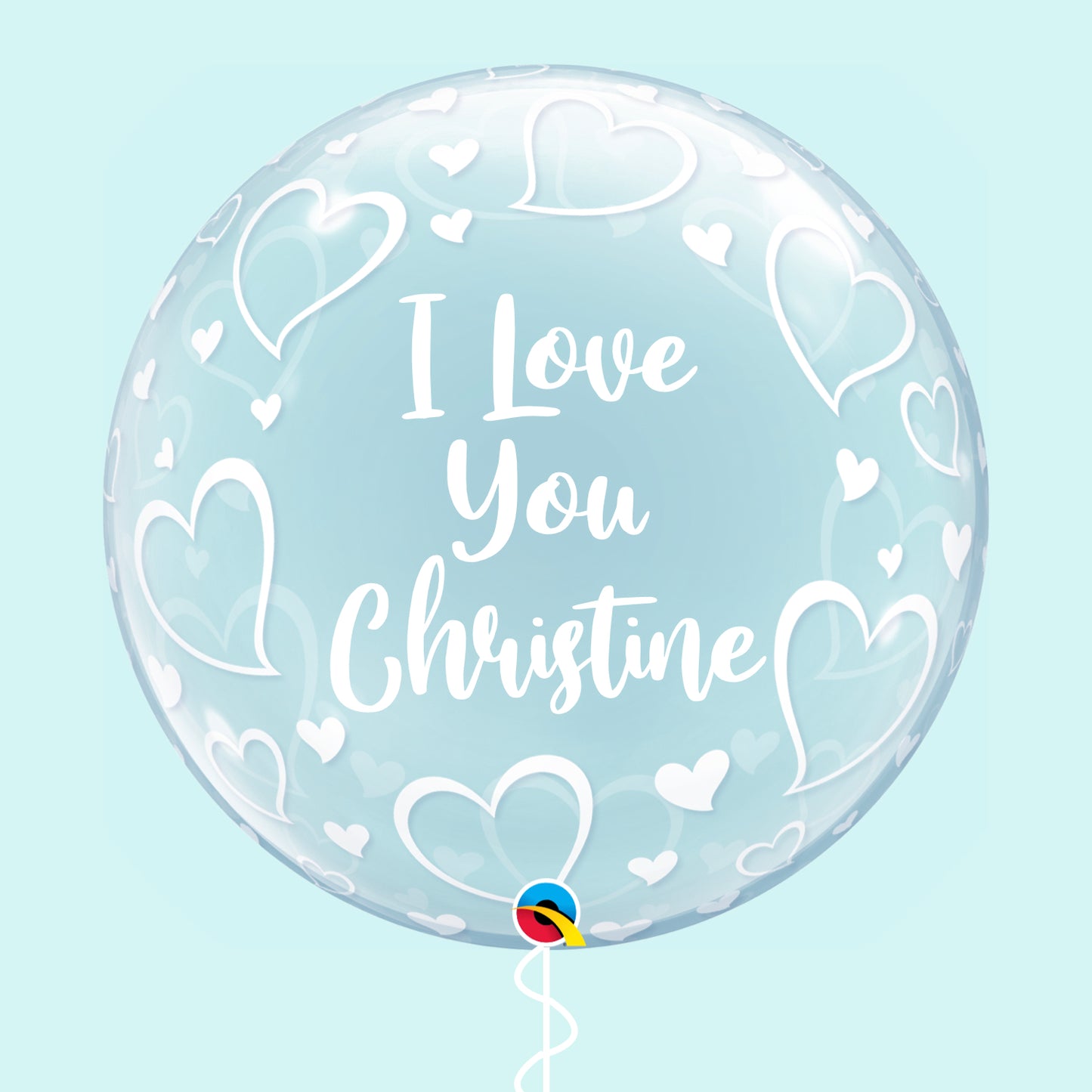Personalised White Hearts Bubble Balloon