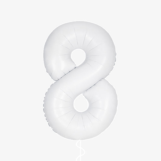 Matte White Number Eight Balloon