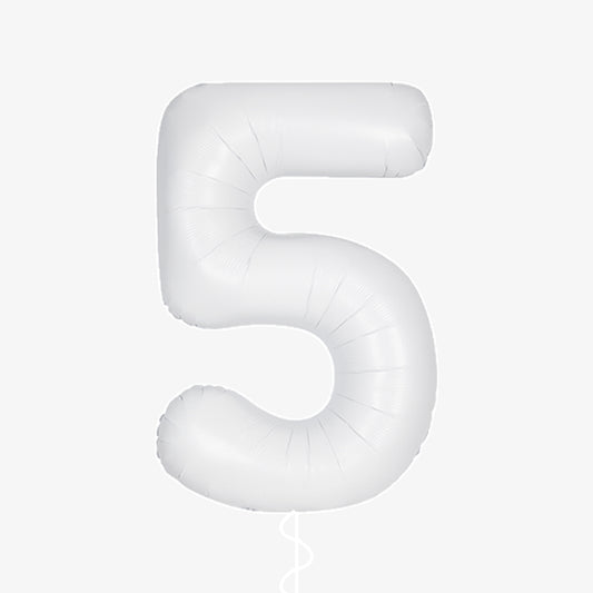 Matte White Number Five Balloon