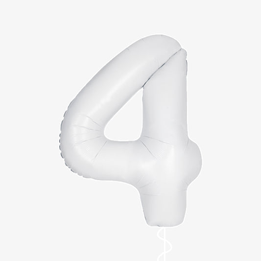 Matte White Number Four Balloon