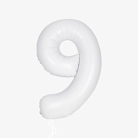 Matte White Number Nine Balloon