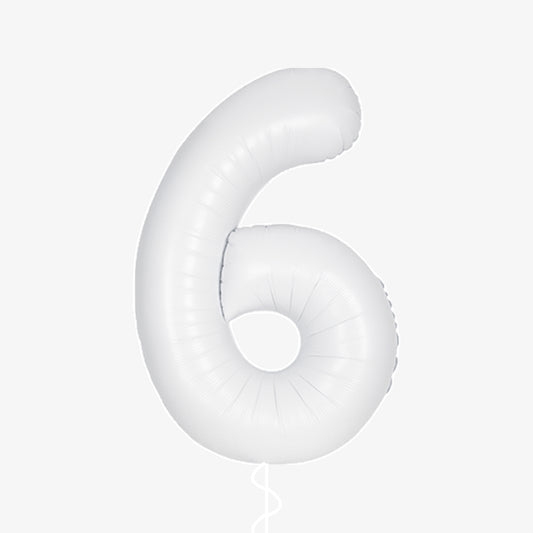 Matte White Number Six Balloons