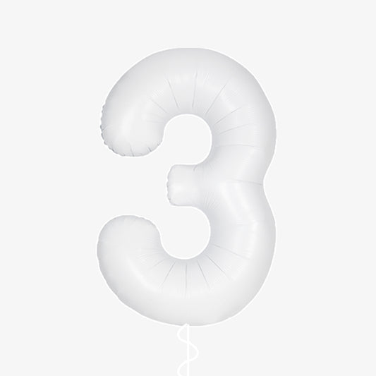 Matte White Number Three Balloon