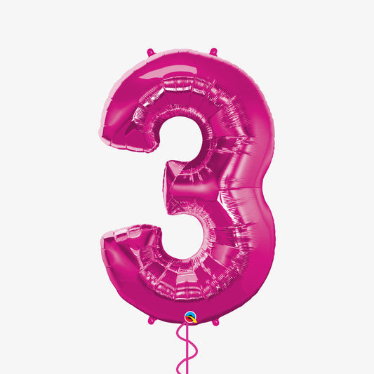 Pink Number Three Balloon