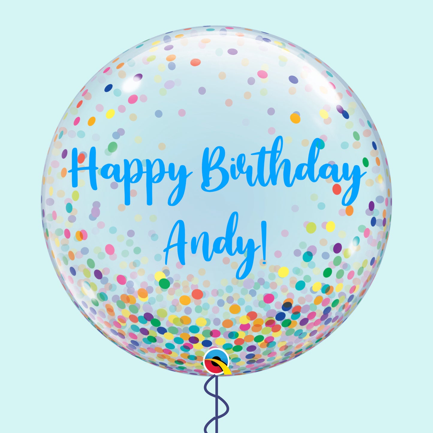 Personalised Rainbow Confetti Bubble Balloon