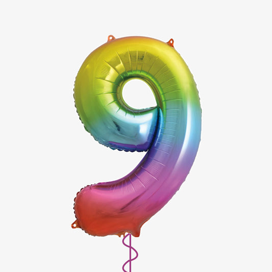 Rainbow Number Nine Balloon