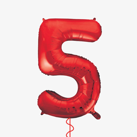 Red Number Five Balloon