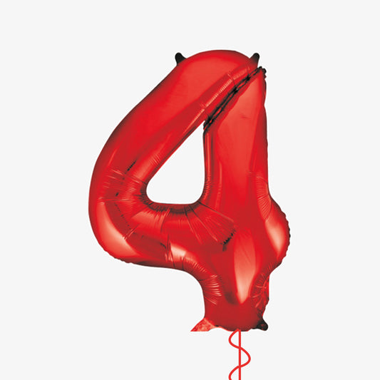 Red Number Four Balloon