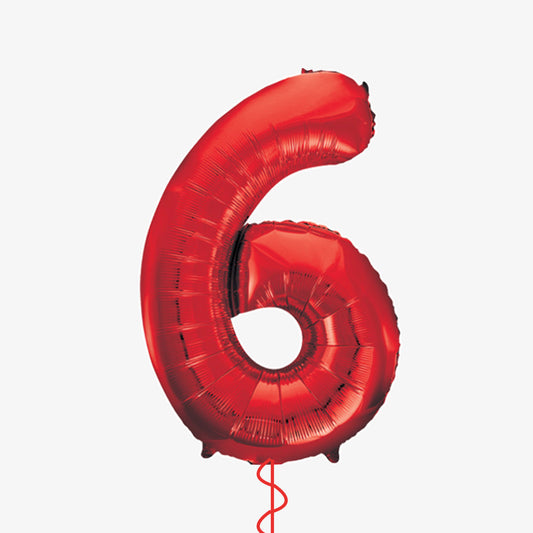 Red Number Six Balloon
