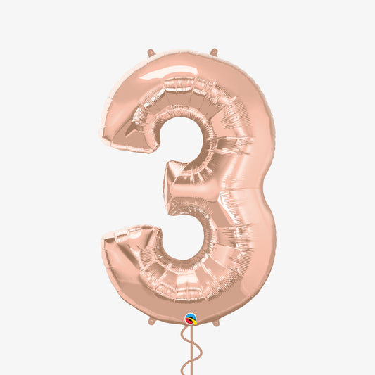 Rose Gold Number Three Balloon