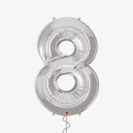 Silver Number Eight Balloon