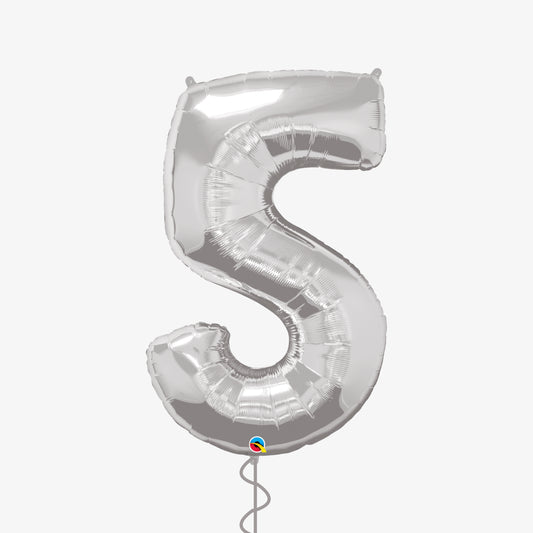 Silver Number Five Balloon
