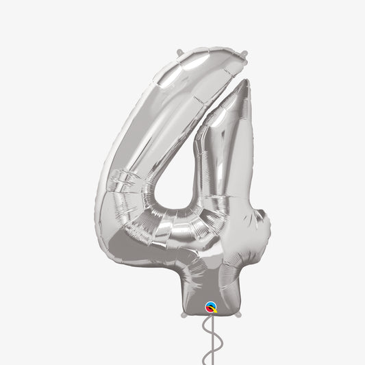 Silver Number Four Balloon