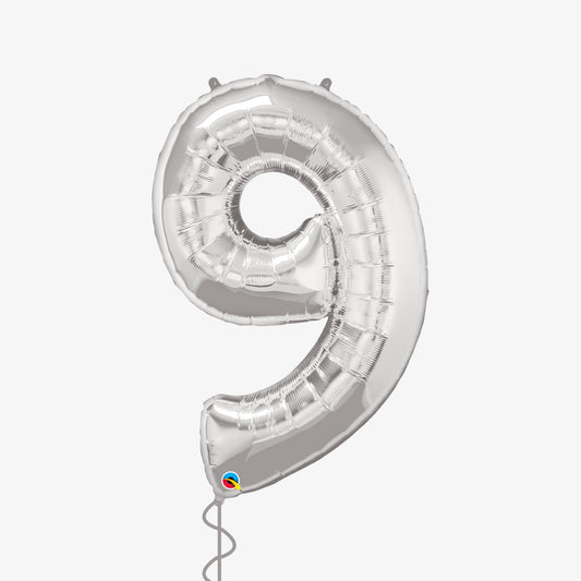 Silver Number Nine Balloon