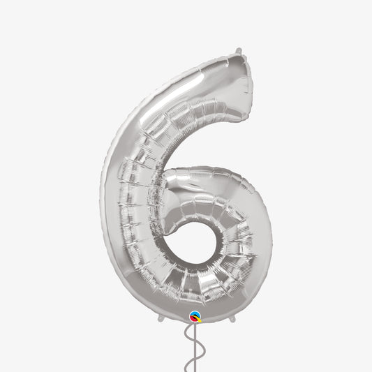 Silver Number 6 Balloons